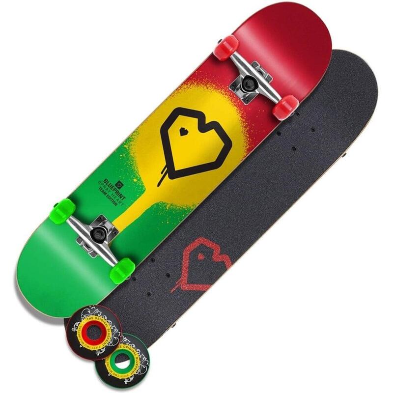 Blueprint Spray Coeur Skateboard Rasta 8.0