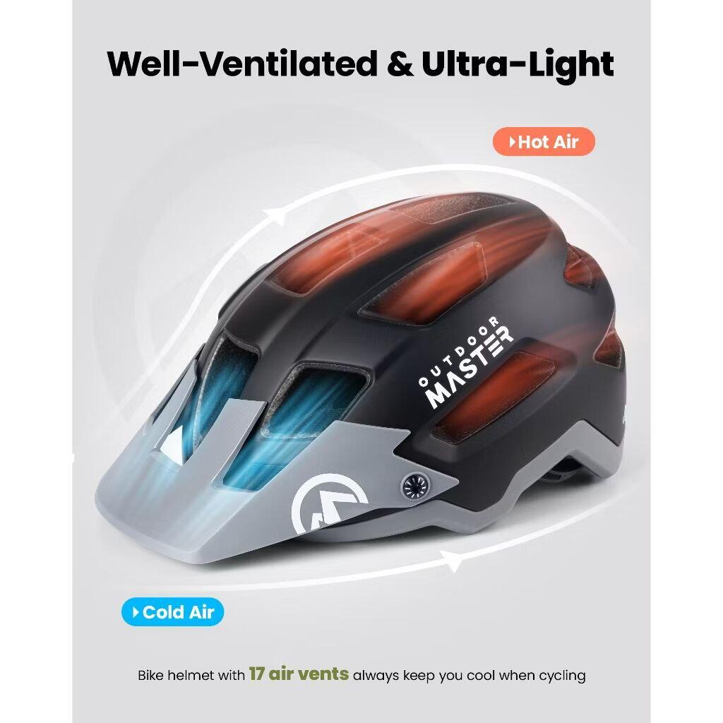 Outdoor Master ERT RhinoRider Black Grey Bike Helmet