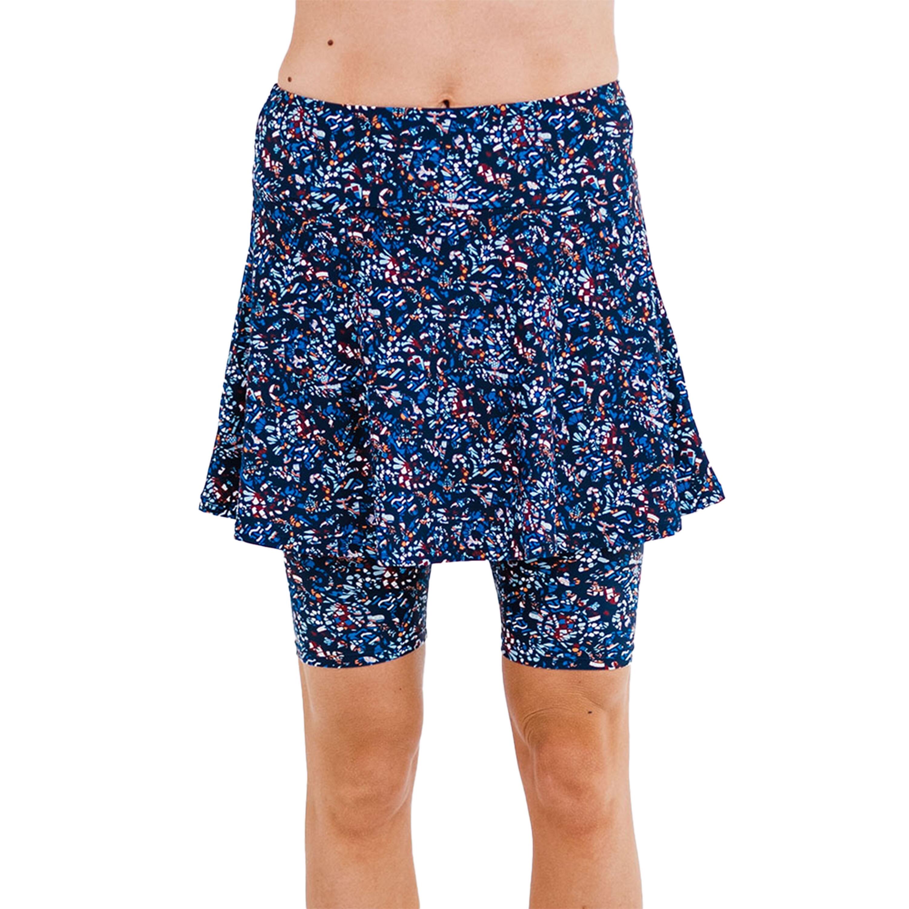 Women s Flared Mid Thigh Swim Skirt With Bike Shorts