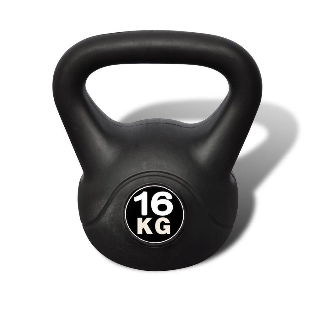 VidaXL 16 kg Concrete Kettlebell with Plastic Coating