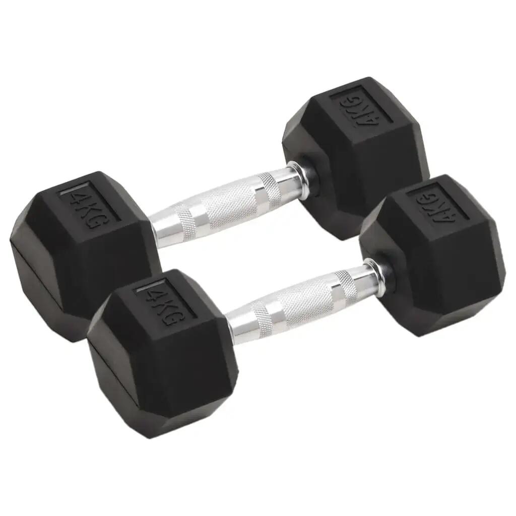 VidaXL Hex Dumbbells 2 x 4 kg Rubber Coated
