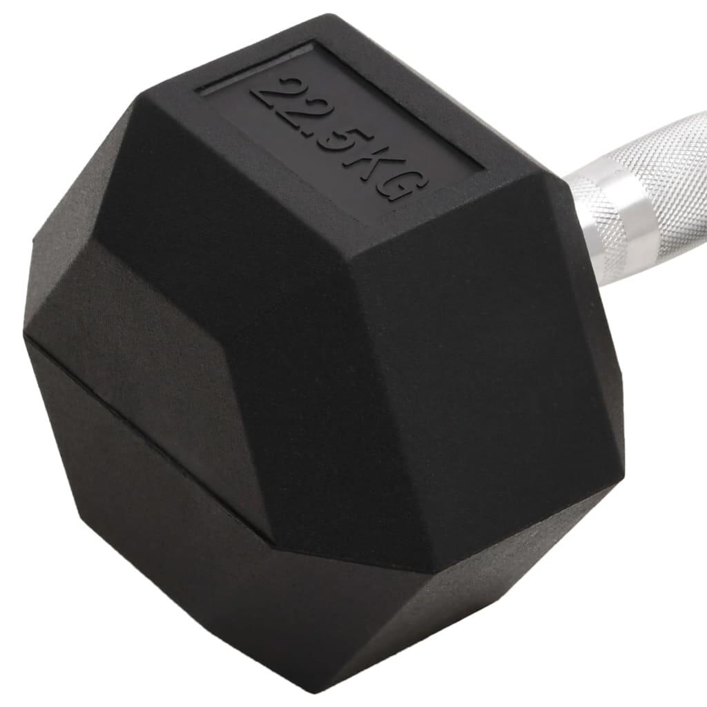 VidaXL Haltère Hex 22,5 kg Fonte revêtue de caoutchouc 5/5
