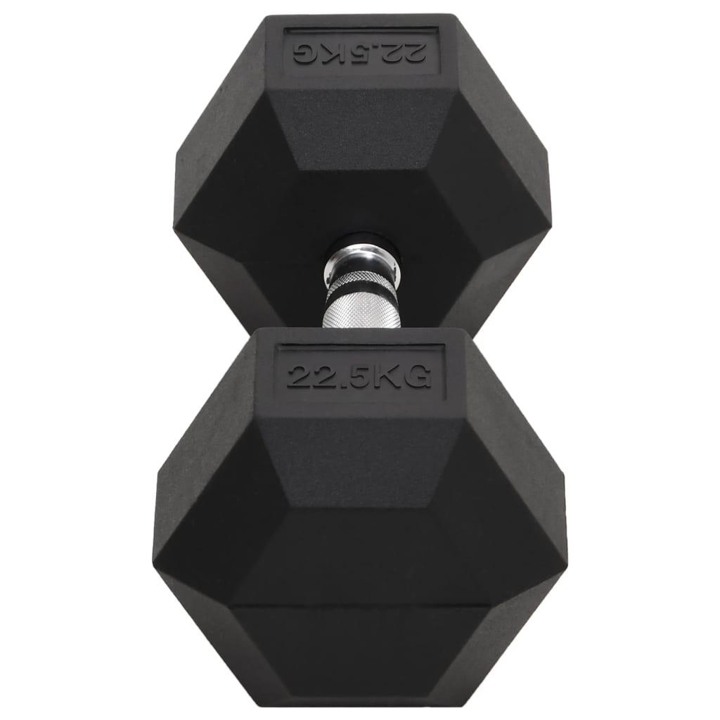 VidaXL Haltère Hex 22,5 kg Fonte revêtue de caoutchouc 4/5