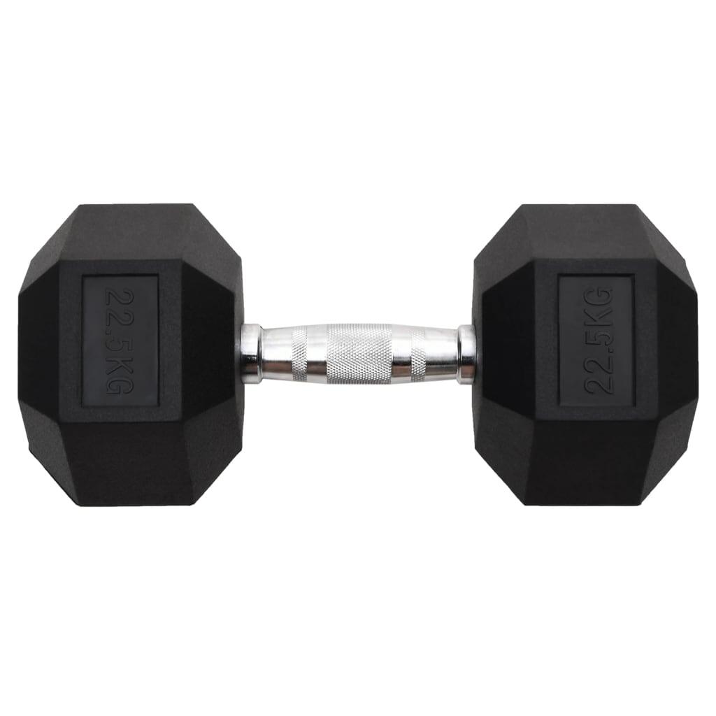 VidaXL Haltère Hex 22,5 kg Fonte revêtue de caoutchouc 3/5