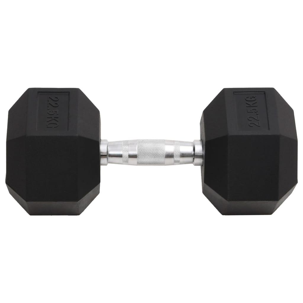 VidaXL Haltère Hex 22,5 kg Fonte revêtue de caoutchouc 2/5