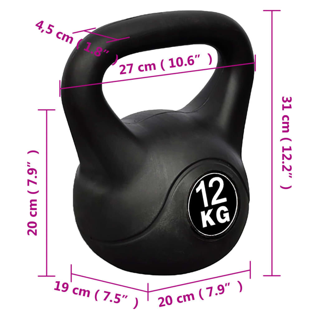 Kettlebell VidaXL 12 kg, béton revêtu de plastique 4/4