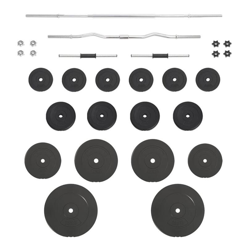 Juego de barras y mancuernas con discos 90 kg