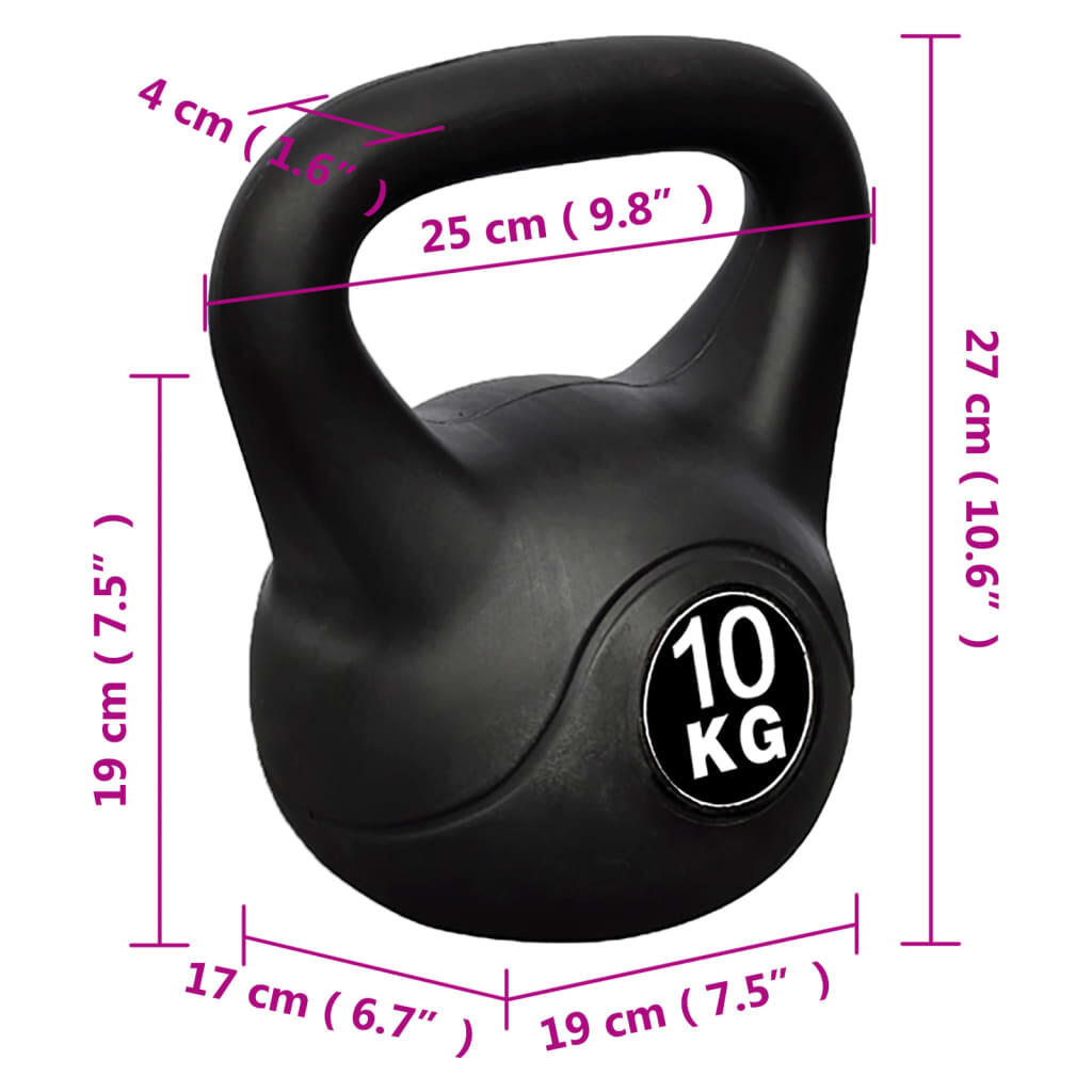 Kettlebell VidaXL 10 kg con rivestimento in plastica 4/4