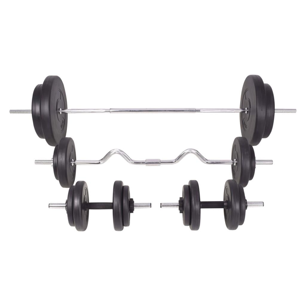 Juego de pesas 90 kg barras y mancuernas 3/5