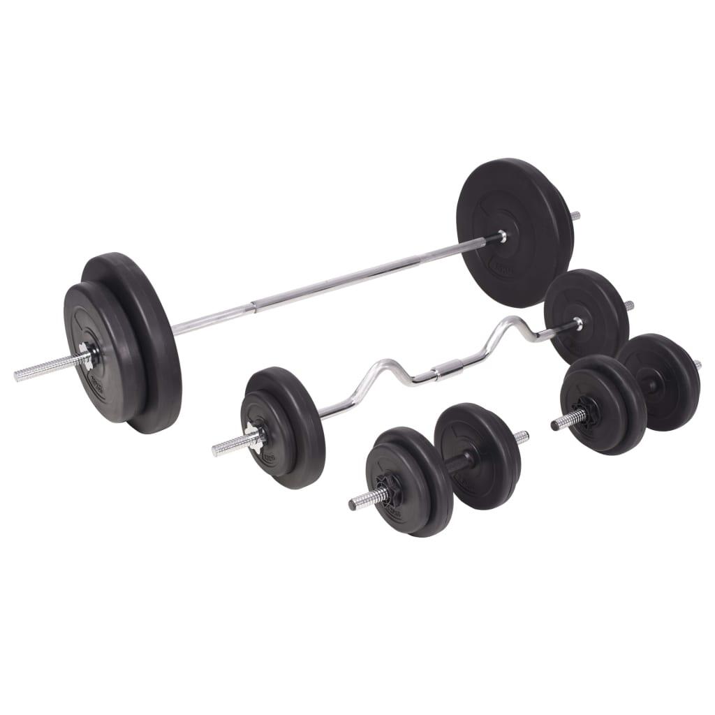 Juego de pesas 90 kg barras y mancuernas 2/5