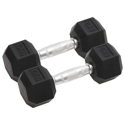 VidaXL Halterset 2 x 6 kg rubberen hexagonale halters