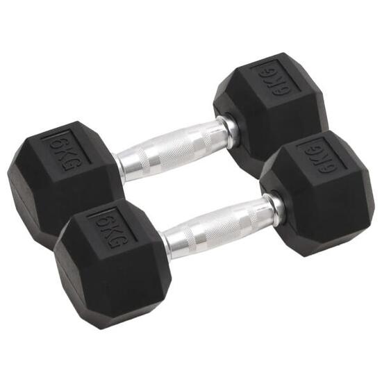 VidaXL Halterset 2 x 6 kg rubberen hexagonale halters