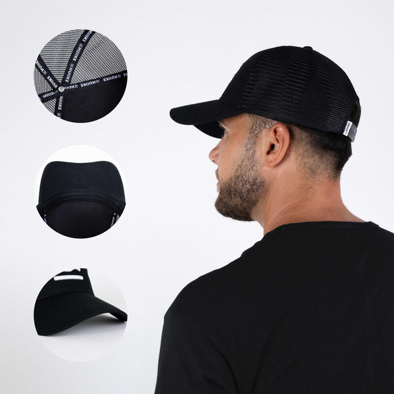 Casquette Trucker Homme et Femme en Mesh, HUIIKE, Reglable, Respirant, Noir