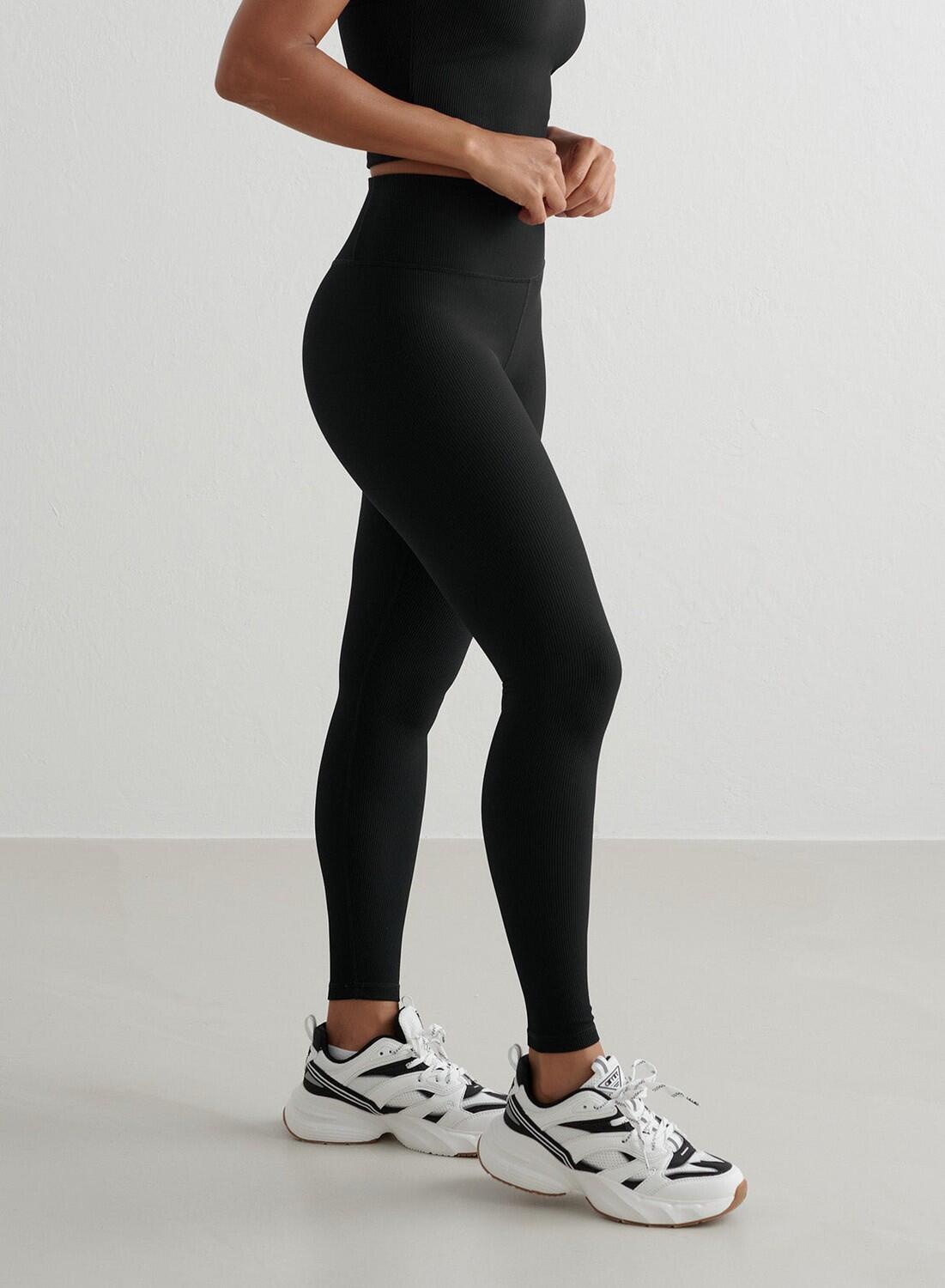 AIM'N Dames Yoga Legging Geribbelde Sneldrogend Zwart