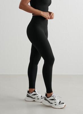Dames yoga legging geribbelde sneldrogend zwart