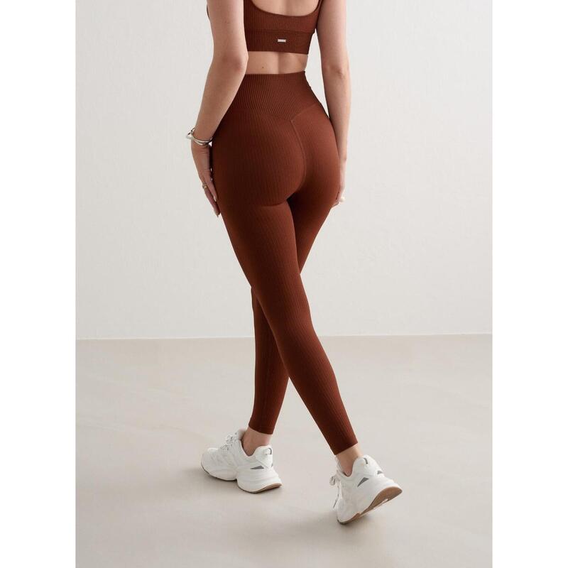 Mahogany Ribbed Seamless Tights