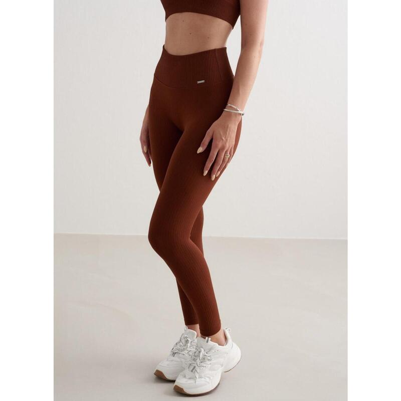 Mahogany Ribbed Seamless Tights