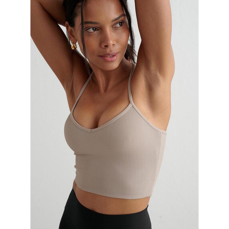 Sportbeha geribbeld Performance Bralette Yoga Dark Clay aim'n