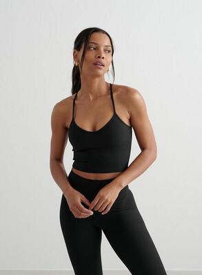 Reggiseno sportivo da yoga donna a coste quick-drying verde scuro