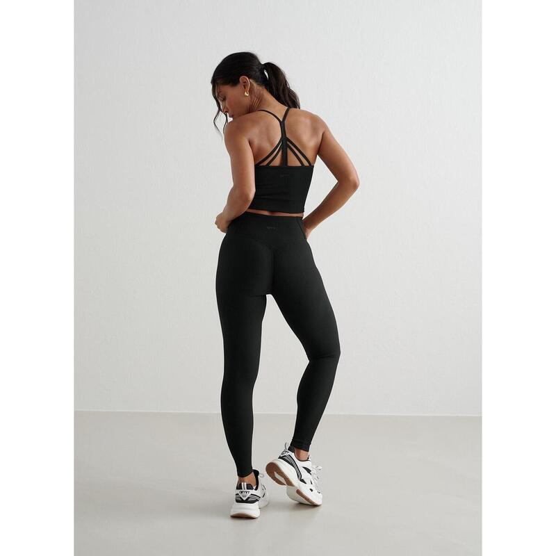 Sportbeha geribbeld Performance Bralette Yoga Dames Zwart aim'n