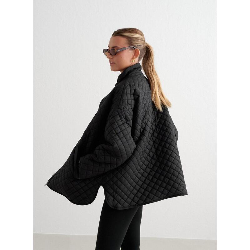 Black Oversized Quilted Jacket