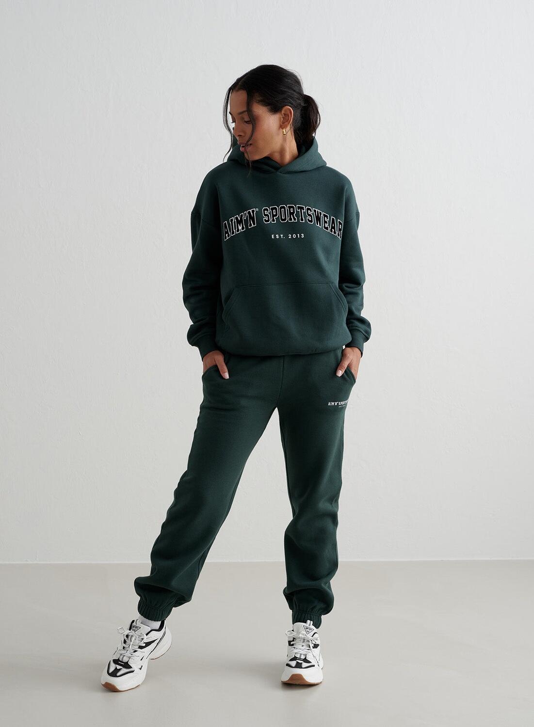 Donna Pantaloni della tuta Classici Verde Scuro 4/6