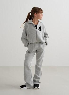 Mädchen Yoga Sweatpants mit Schlag Grau Melange