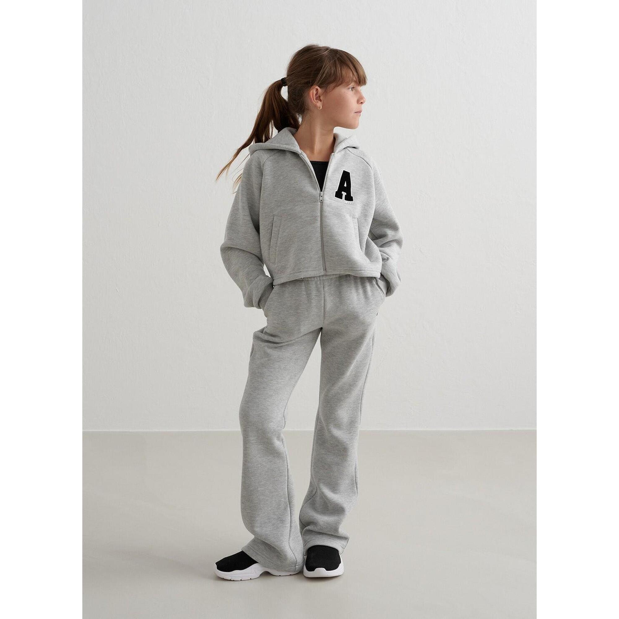 Aim'n - Fille Pantalon De Survêtement Évasé Gris Mélange - Pantalons - Gris - 7-8 Ans - Decathlon