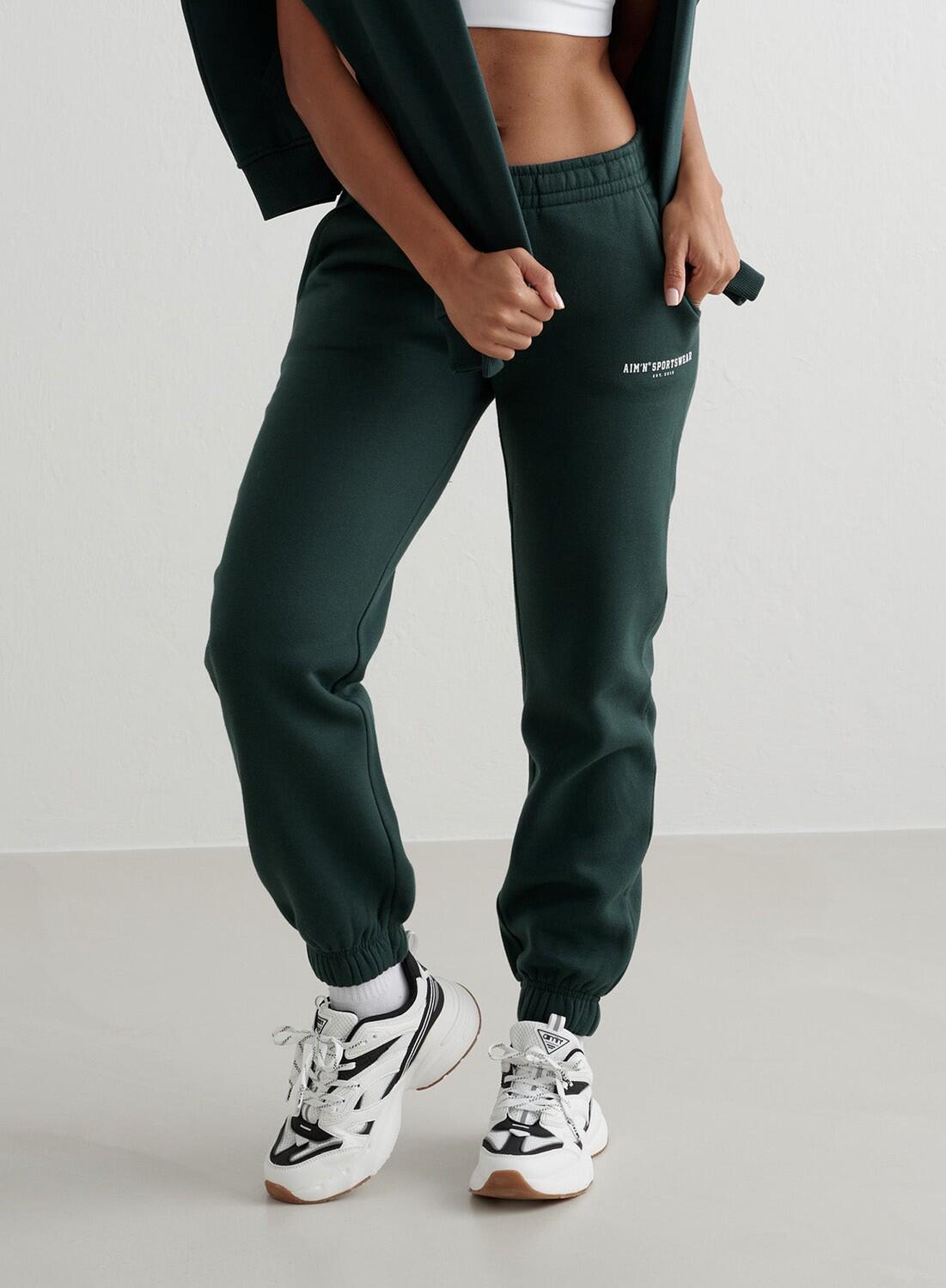 Donna Pantaloni della tuta Classici Verde Scuro 3/6