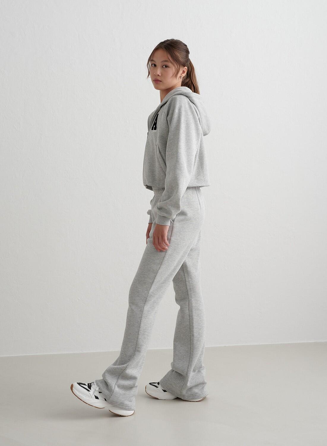 Meisjes Sweatbroek Uitlopende Grijs Gemêleerd 3/7