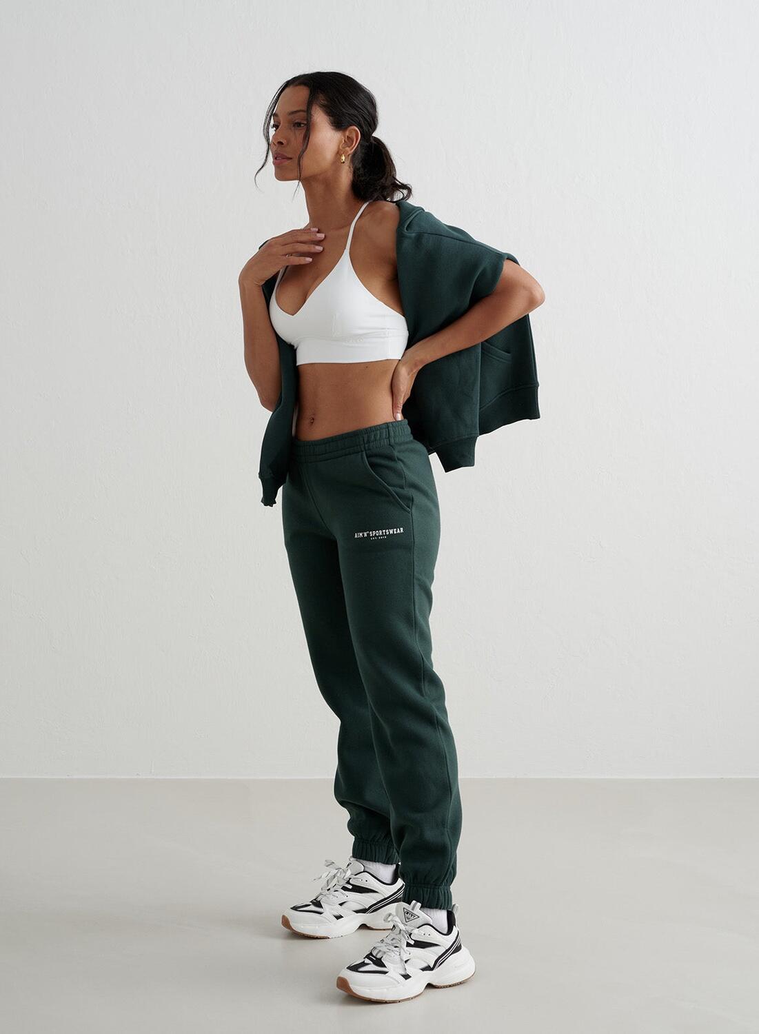 Donna Pantaloni della tuta Classici Verde Scuro 2/6