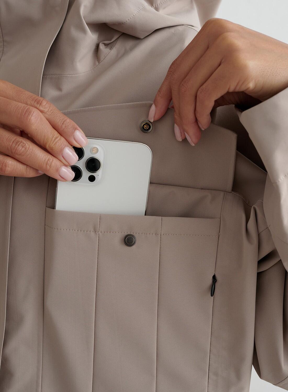 Veste de randonnée femme imperméable beige foncé 7/7