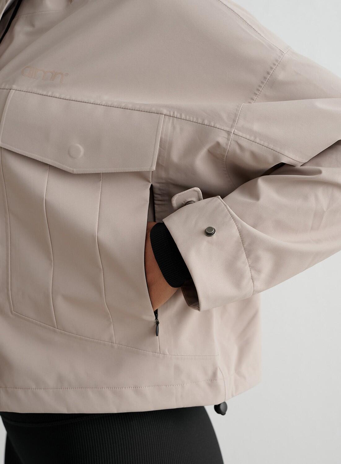 Veste de randonnée femme imperméable beige foncé 6/7