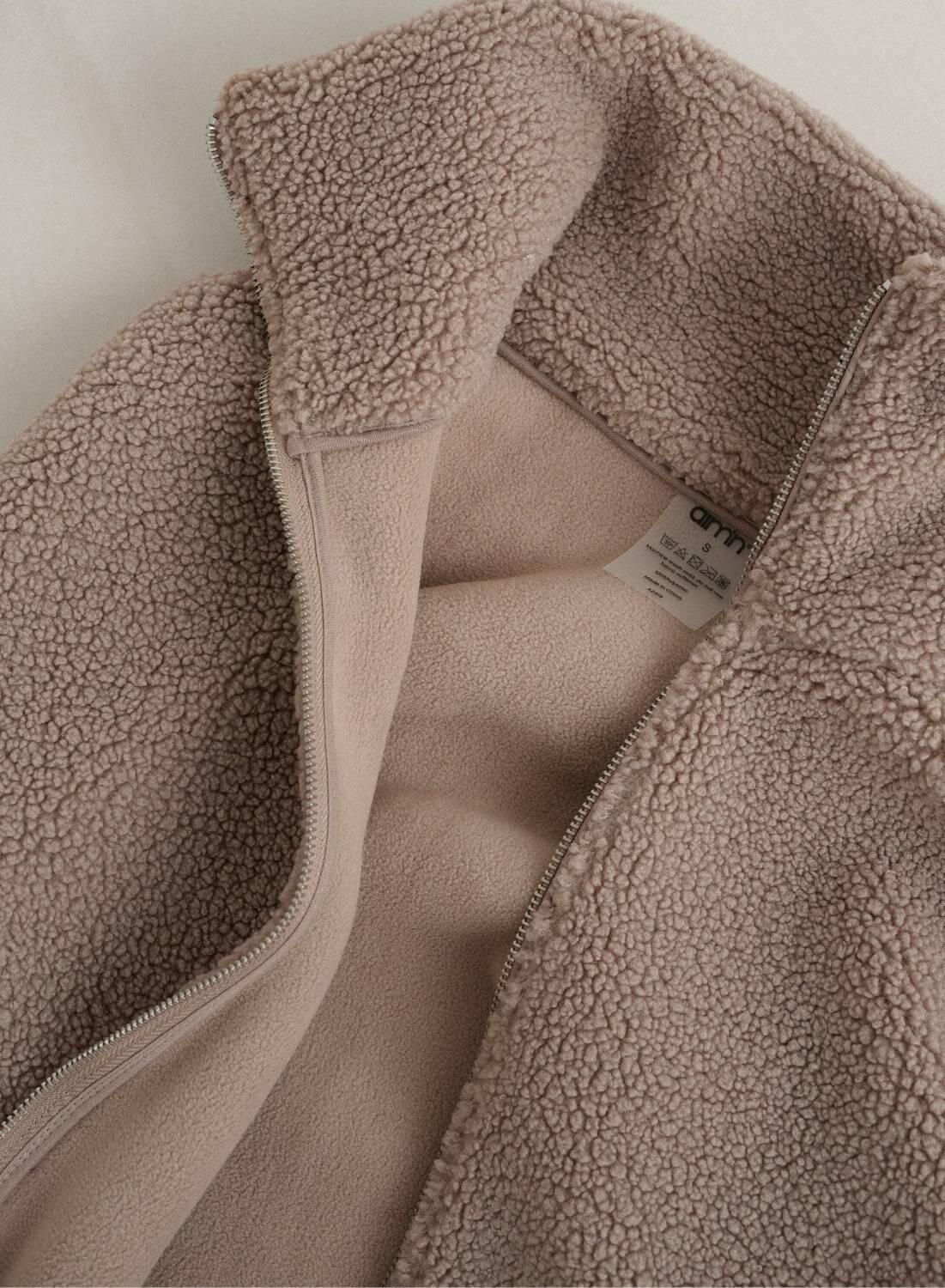 Donna Giacca Teddy in Pile Beige Scuro 6/7