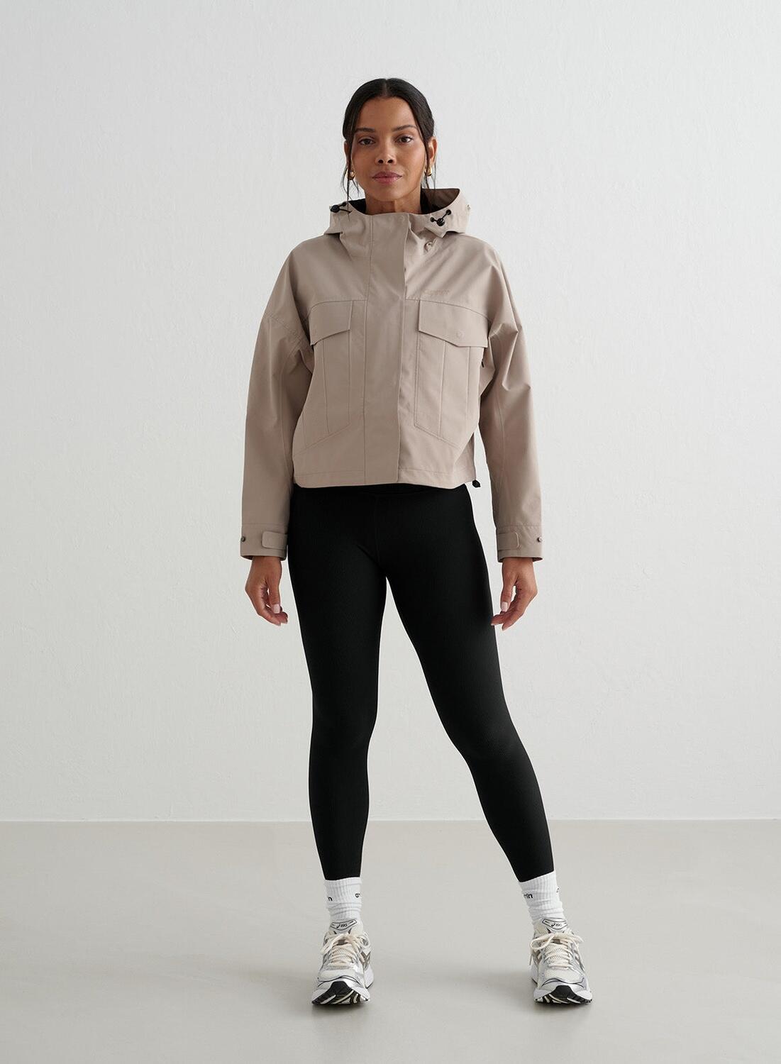 Veste de randonnée femme imperméable beige foncé 3/7