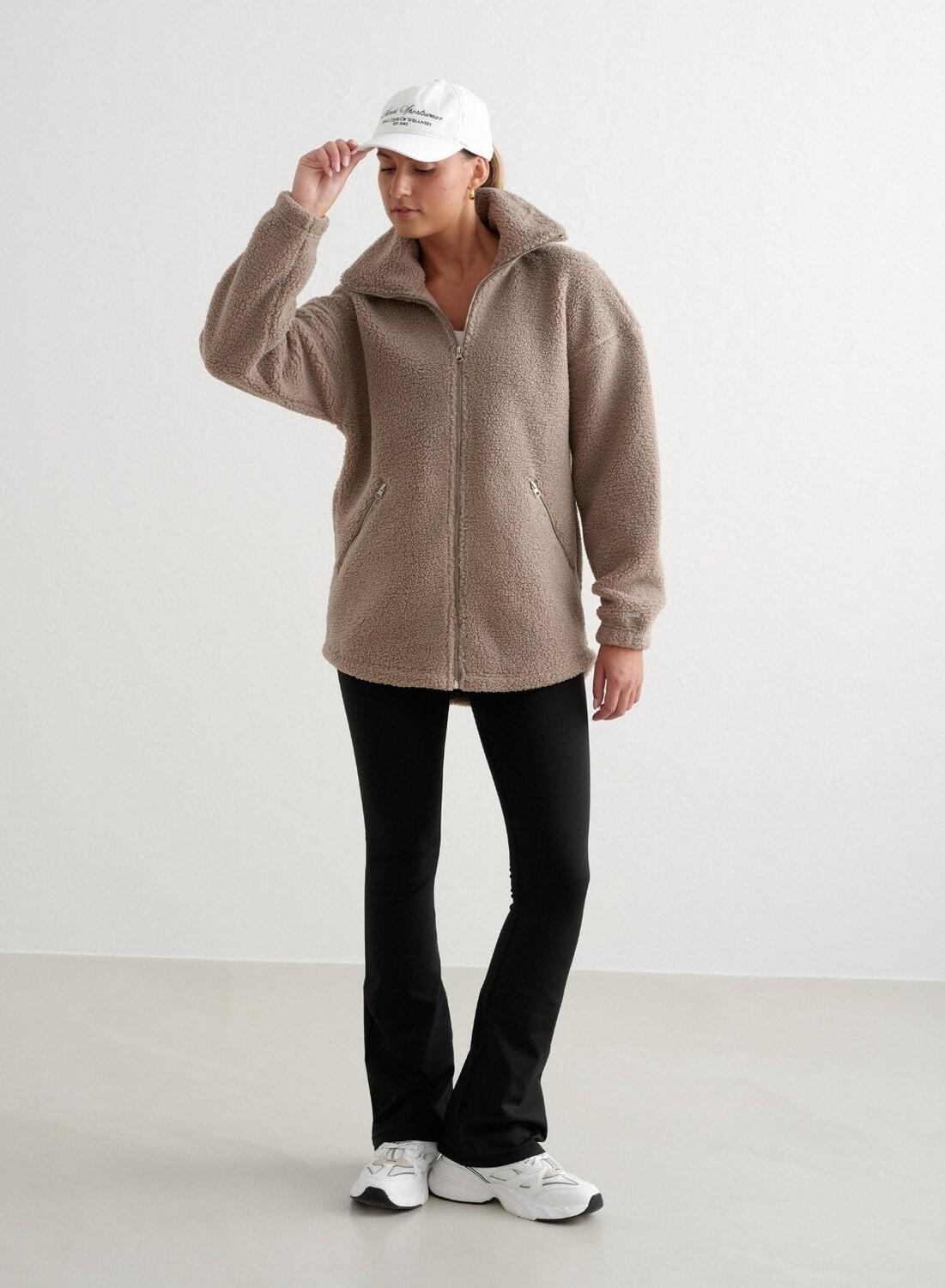 Donna Giacca Teddy in Pile Beige Scuro 4/7