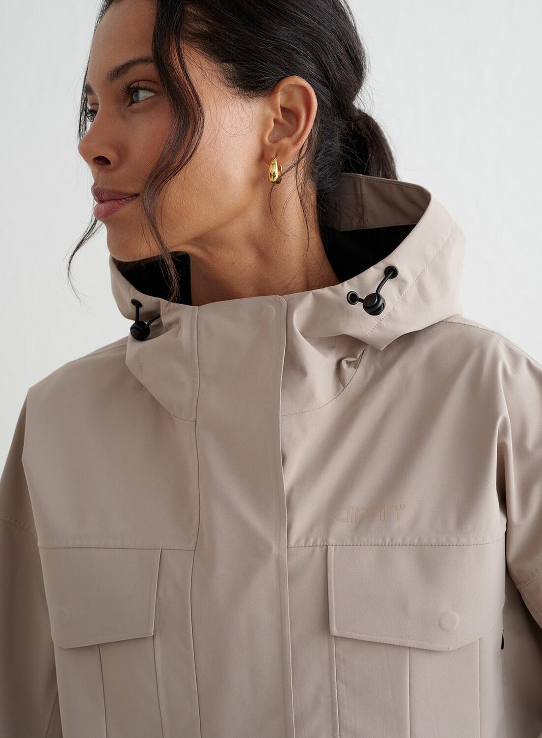 Veste de randonnée femme imperméable beige foncé 2/7