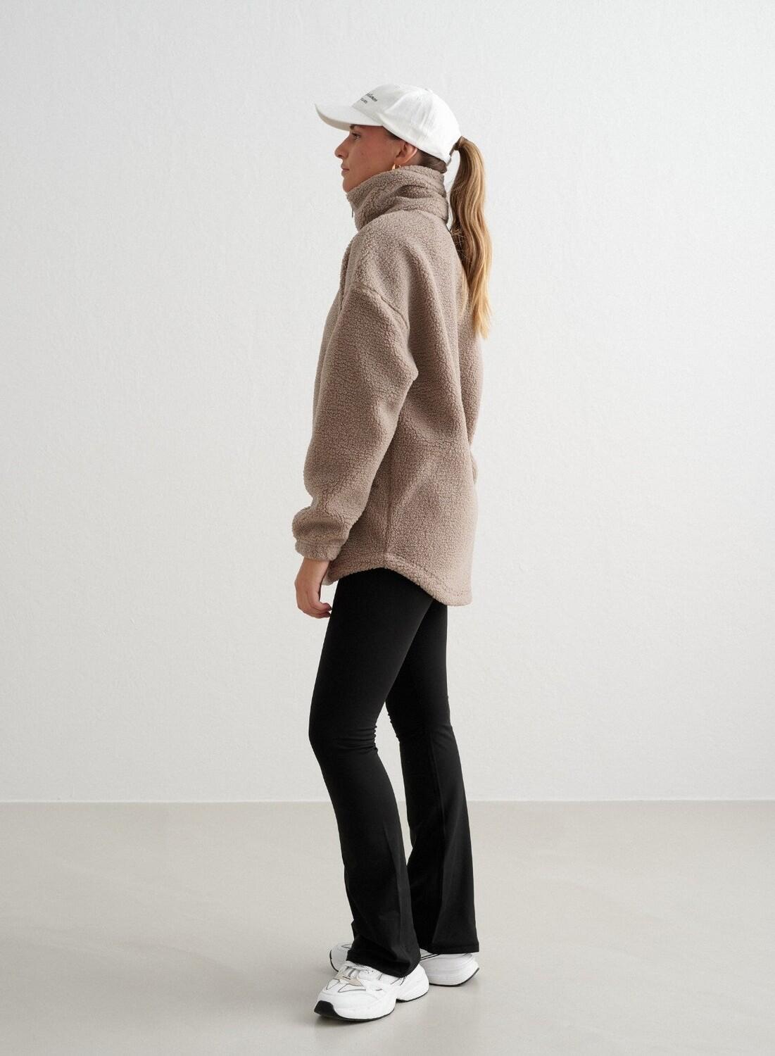 Donna Giacca Teddy in Pile Beige Scuro 2/7