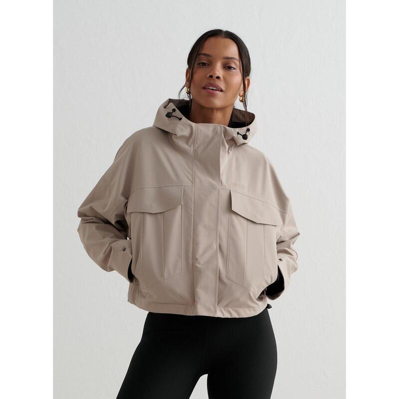 Veste Étanche Randonnée Femmes Beige Foncé aim'n