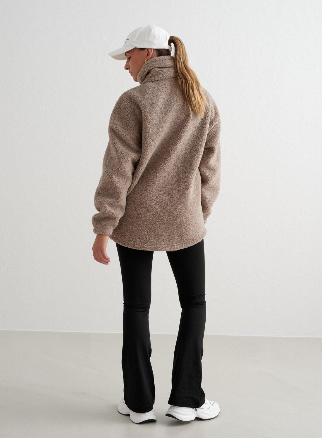 Damesjas Teddy Pluche Jas Oversized Fleece Jas Winterjas Korte Jas Parka Uitloper Met Zak Klassieke Effen Kleur Winterjas Elegante Vrouwen Uitloper (Color : Black, Size : L