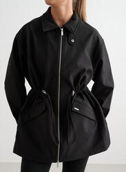 Femme Veste avec Doublure Polaire Coupe-vent Imperméable Noir