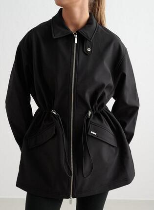 Femme Veste avec Doublure Polaire Coupe-vent Imperméable Noir