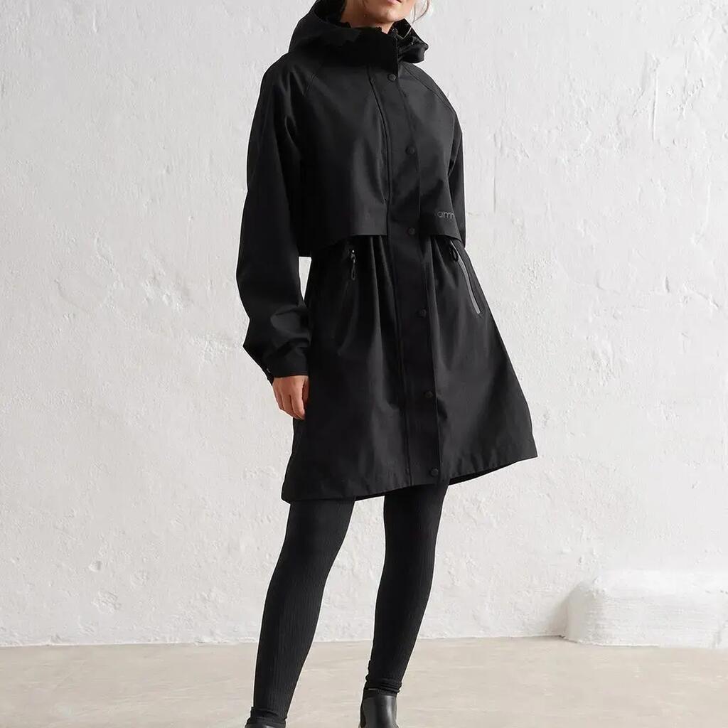 Women's Parka Waterproof Taped Seams Adjustable Hood Black