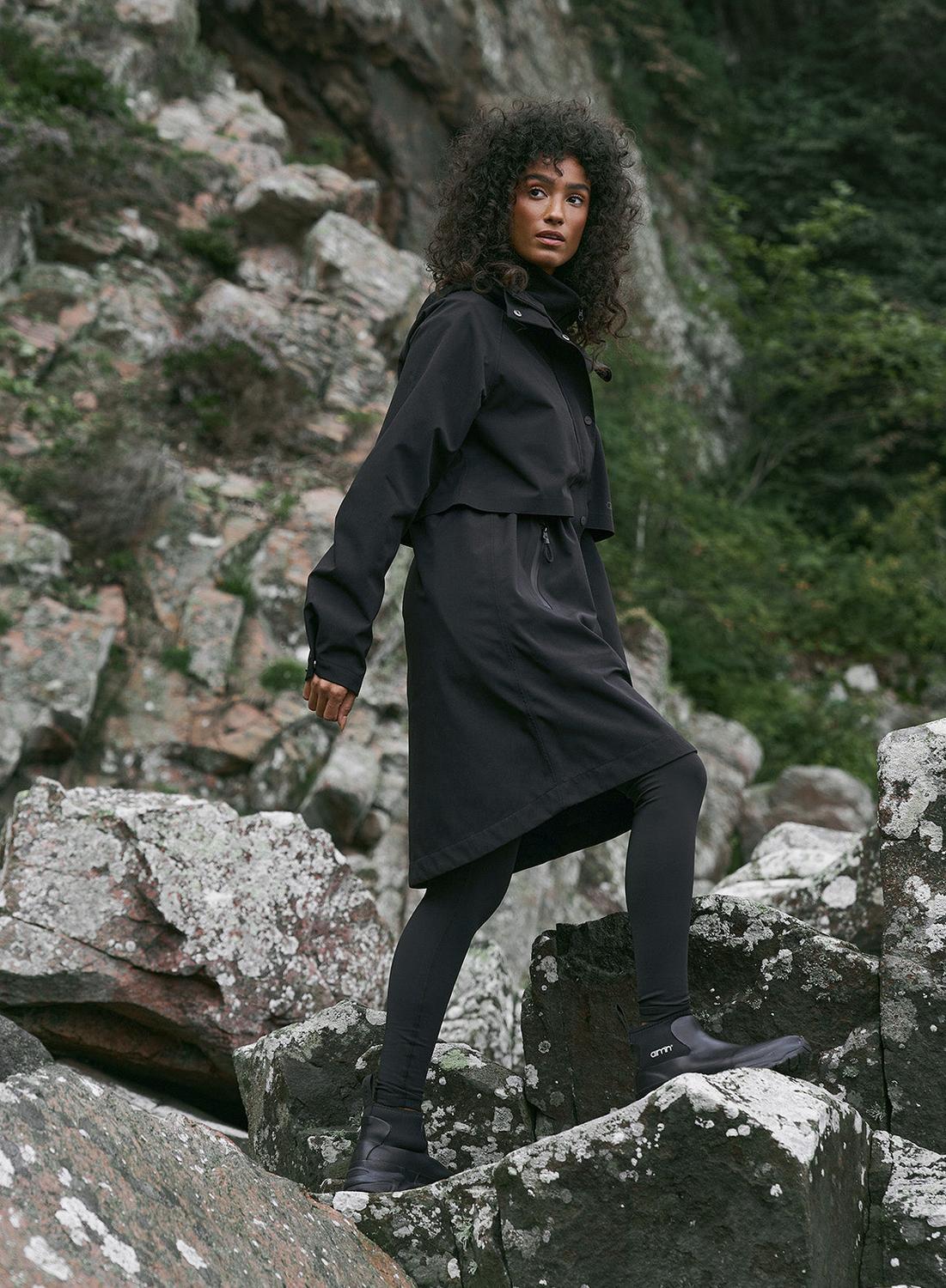 Femme Parka Imperméable Noir 3/4