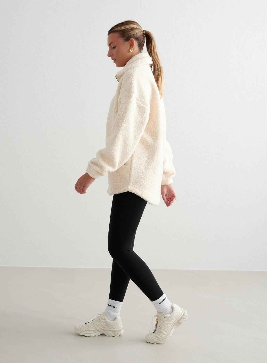Donna Giacca Teddy in Pile Bianco Mandorla 3/7