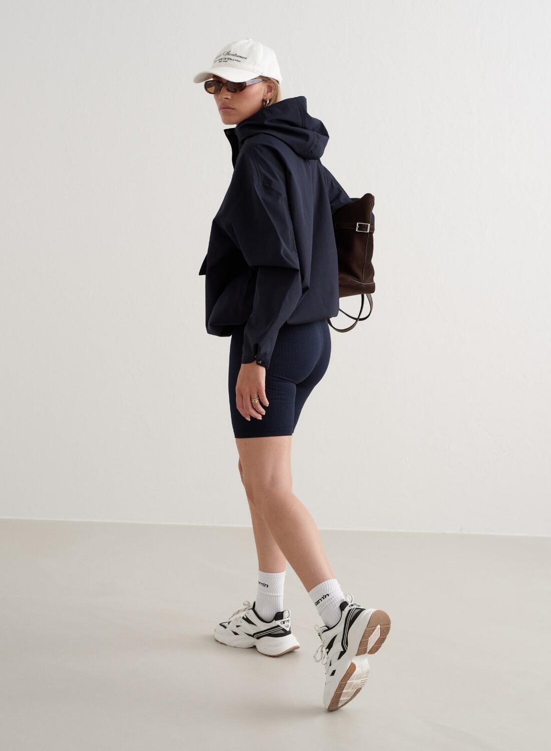 Mujer Anorak Impermeable Holgado Media Cremallera Azul Marino 4/7