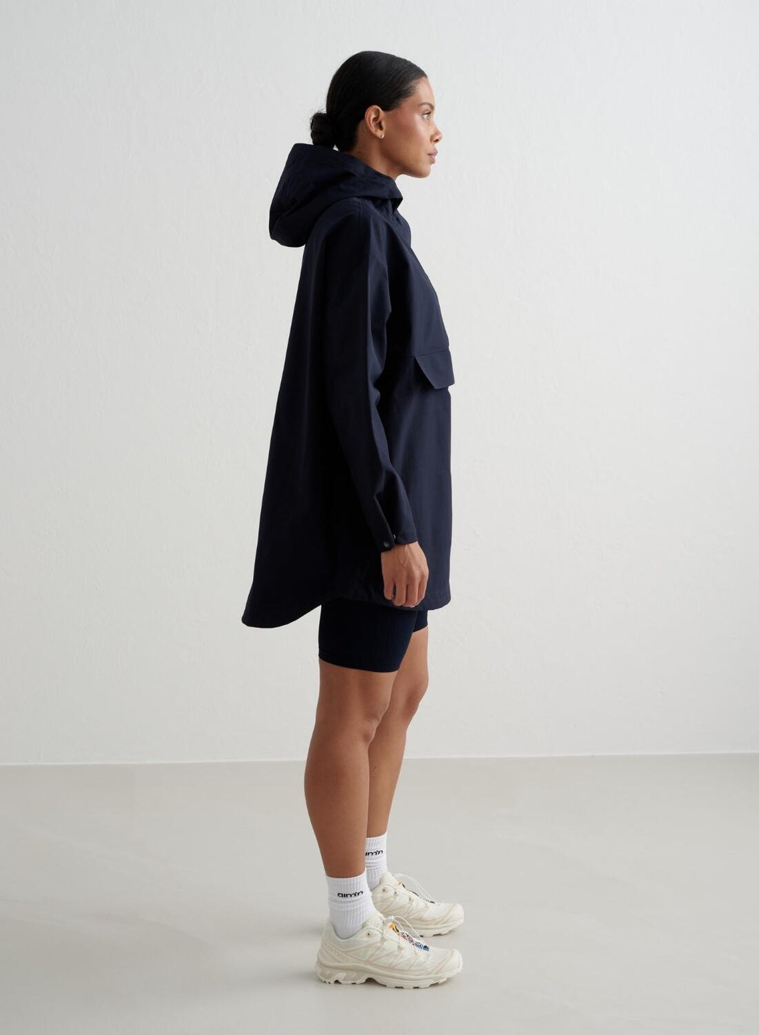Mujer Anorak Impermeable Holgado Media Cremallera Azul Marino 7/7