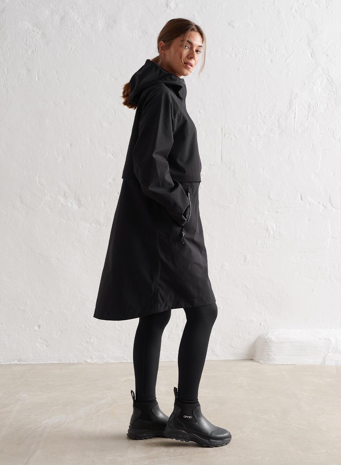 Femme Parka Imperméable Noir 2/4