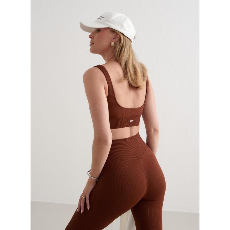 Soutien-gorge de sport Ribbed Seamless Yoga Femmes Mahogany aim'n