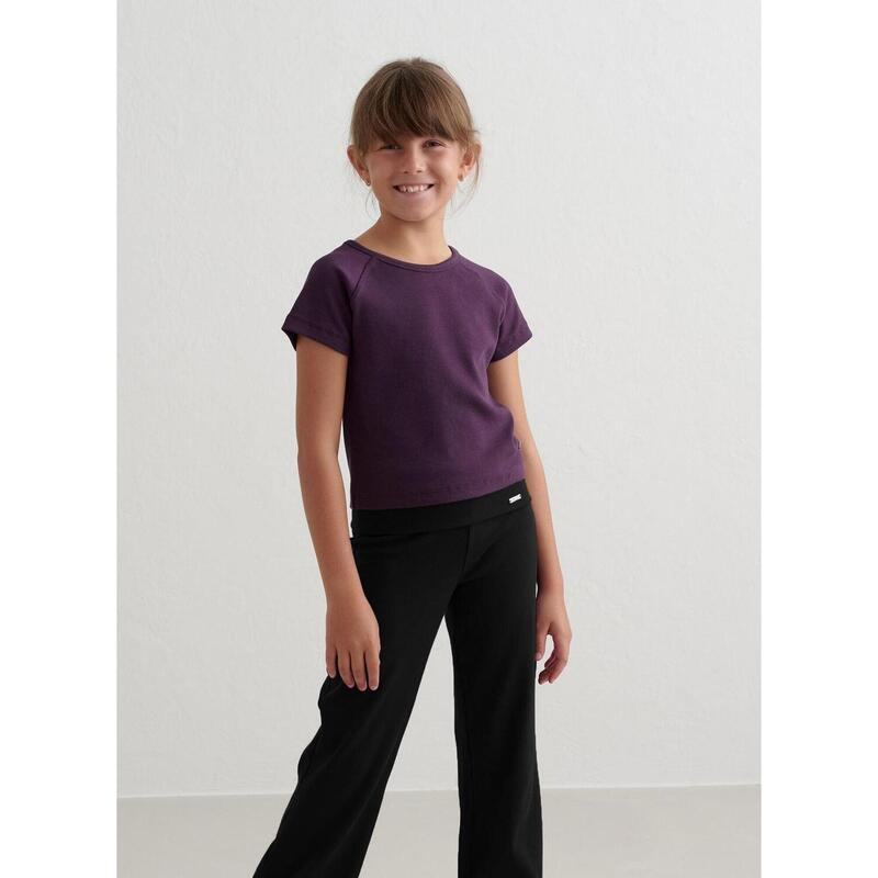 T-shirt Young Ease Ribbed Korte Mouw Yoga Meisjes Midnight Plum aim'n